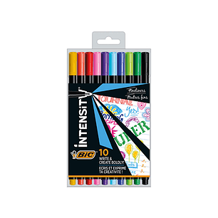 Marcador bic intensity fine ponta de fibra 0,4 mm blister de 10 unidades cores sortidas