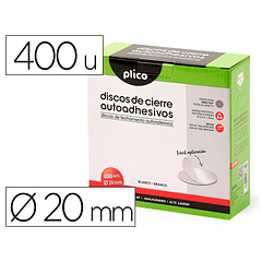 Disco fecho plico velcro autoadesivo 20 mm diametro cor branco caixa de 400 unidades