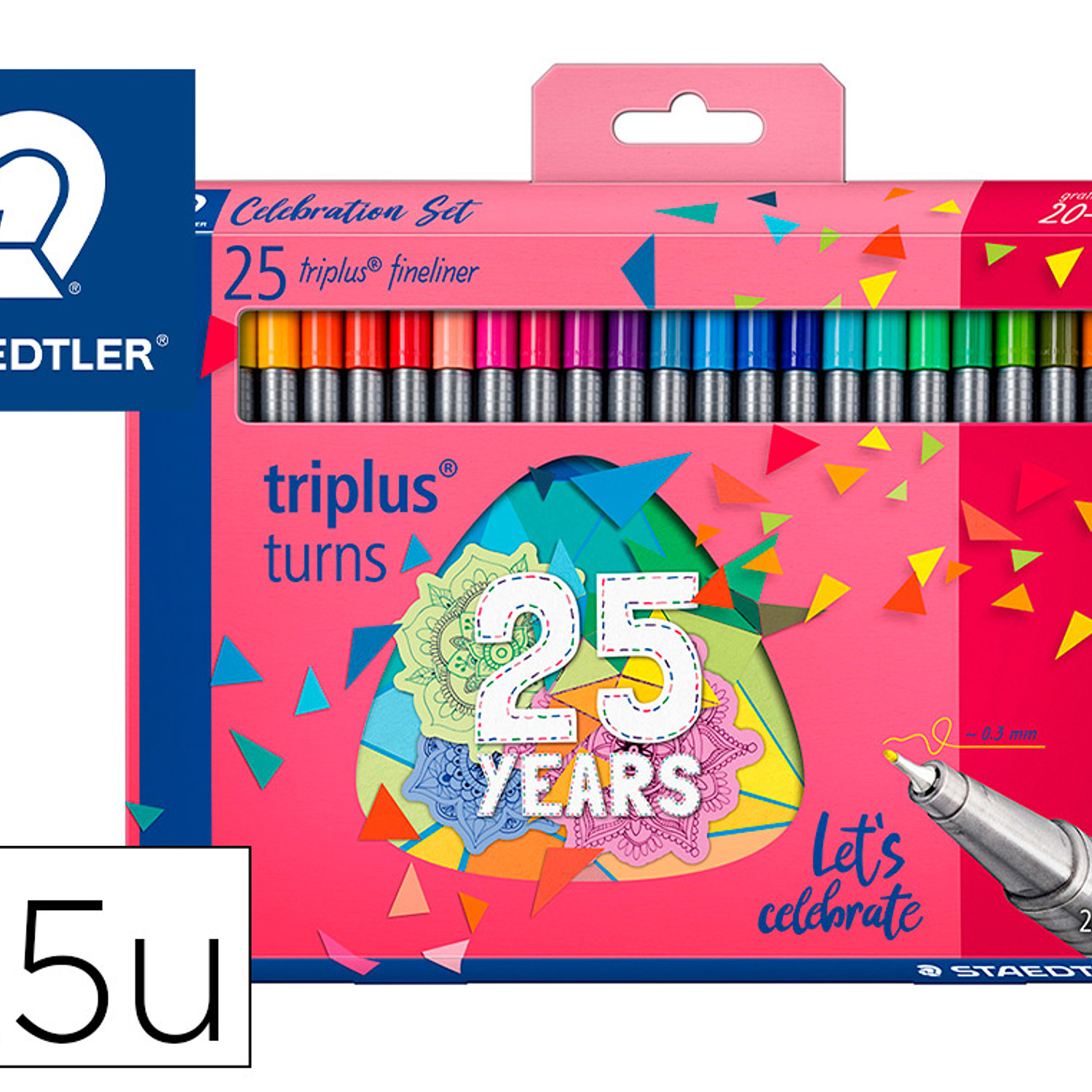 Rotulador staedtler triplus 25 aniversario trazo 0,3 mm estuche de 20 + 5 unidades colores surtidos 1