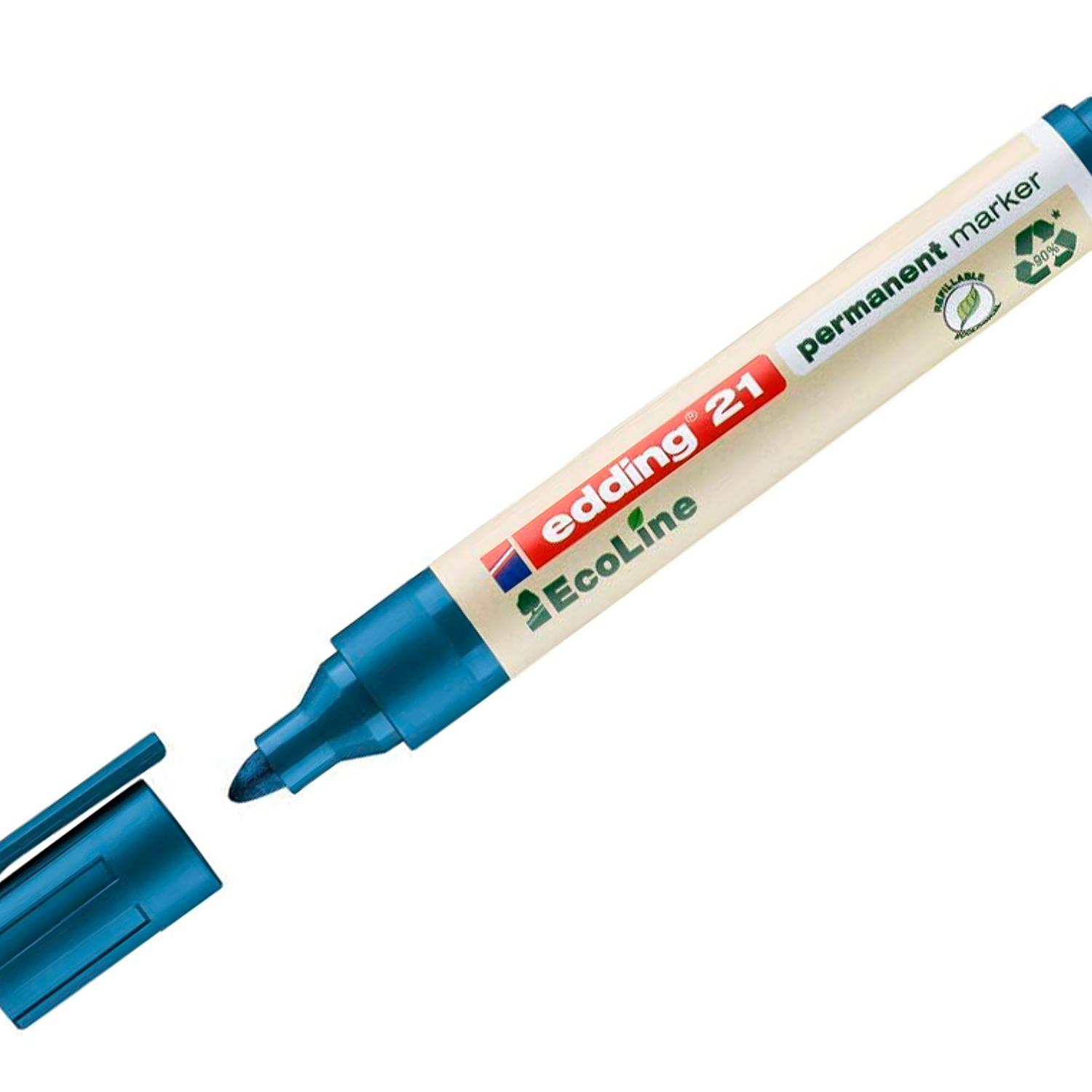 Marcador edding 21 marcador permanente ecoline 90% reciclado cor azul ponta redonda 1,5-3 mm recarregavel 2