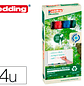 Marcador edding 28 para quadro branco ecoline 90% reciclado bolsa 4 cores sortidas ponta redonda 1,5-3 - thumbnail 1