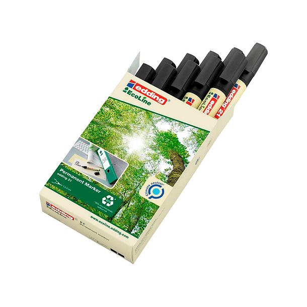 Marcador edding 21 marcador permanente ecoline 90% reciclado cor preto ponta redonda 1,5-3 mm recarregavel 4