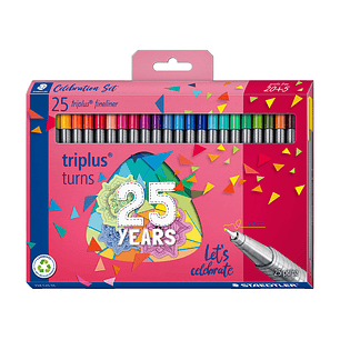 Rotulador staedtler triplus 25 aniversario trazo 0,3 mm estuche de 20 + 5 unidades colores surtidos