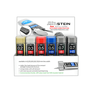 Expositor de minas pentel ain stein com 30 tubos em diferentes graduacoes