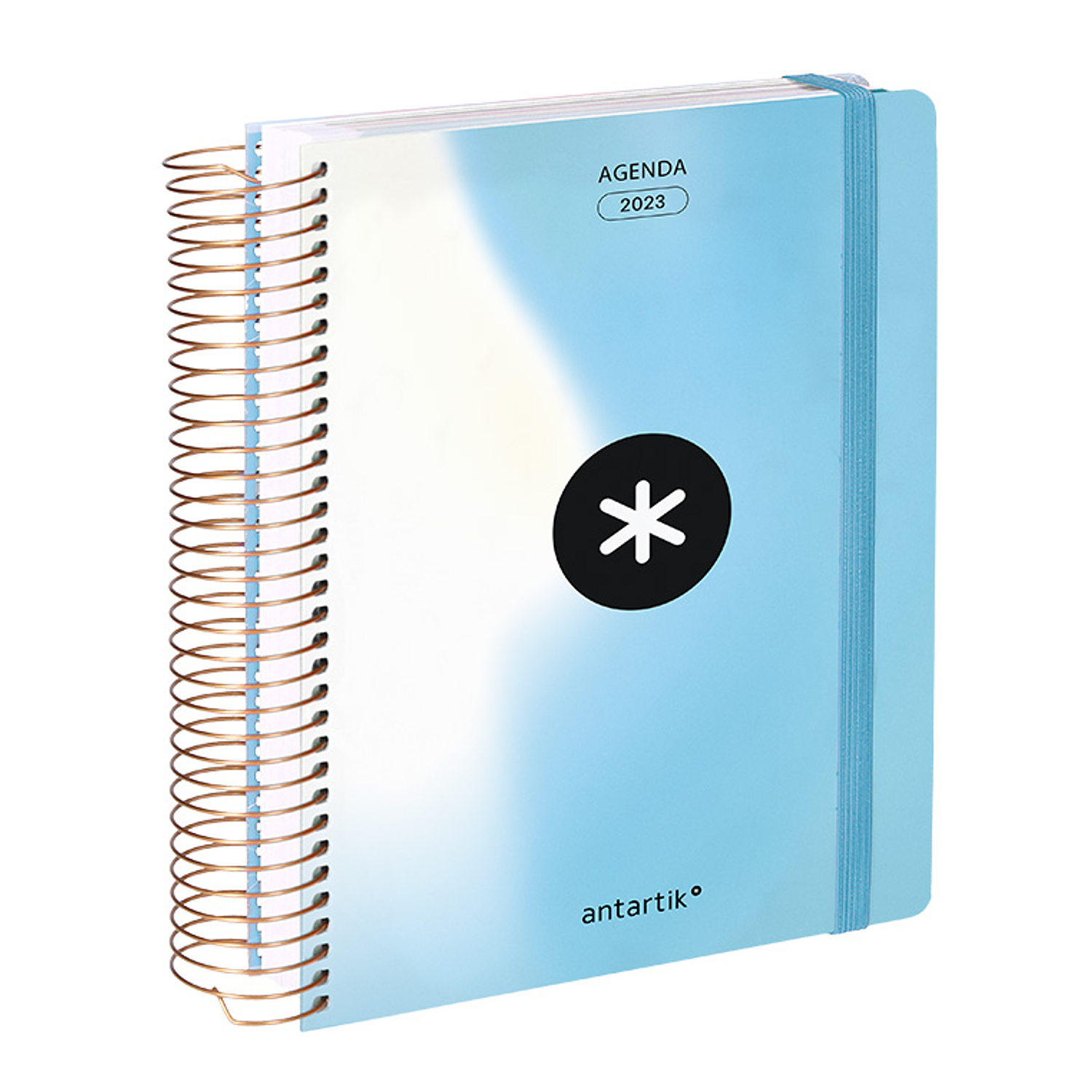 Agenda antartik 2023 semana vista 100 gr com envelope marcador paginas e 3 folhas de autocolantes celeste 160x215 mm 4