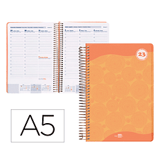 Agenda espiral liderpapel classic a5 2023 semana vista capa polipropileno papel 70 gr cor laranja