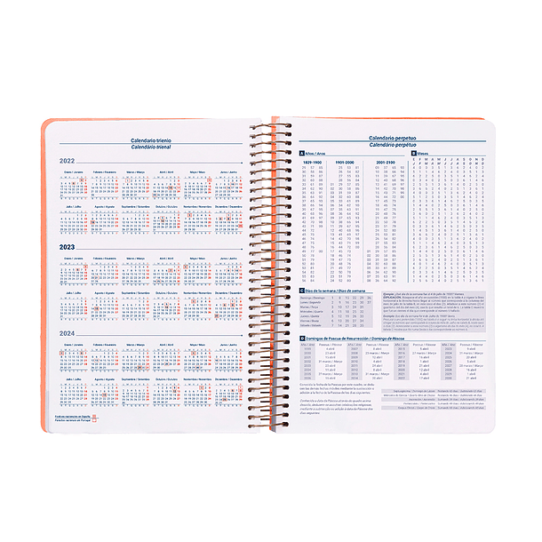 Agenda espiral liderpapel classic a5 2023 semana vista capa polipropileno papel 70 gr cor laranja 8