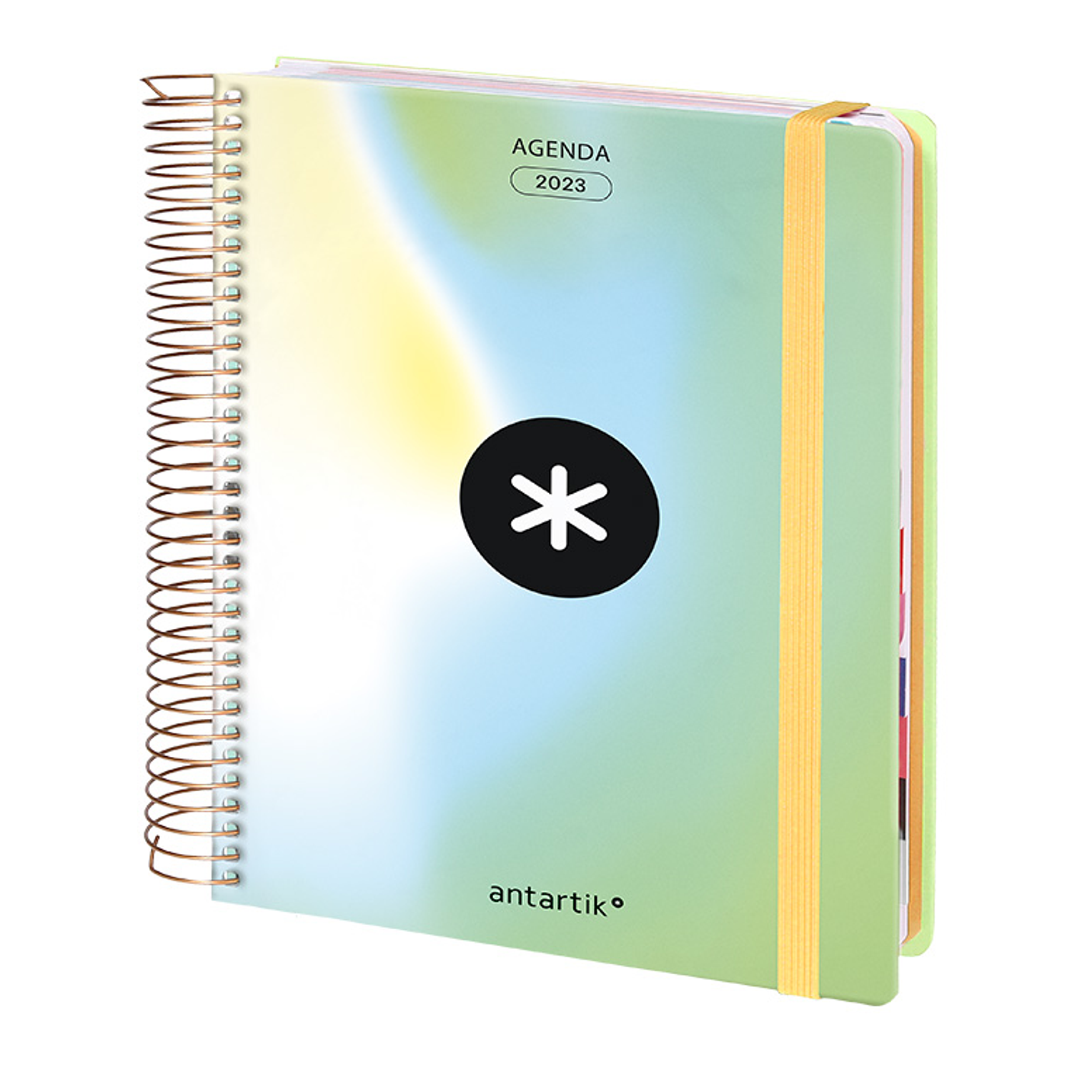 Agenda antartik 2023 semana vista 100 gr com envelope marcador paginas e 3 folhas de autocolantes verde 130x175mm 6