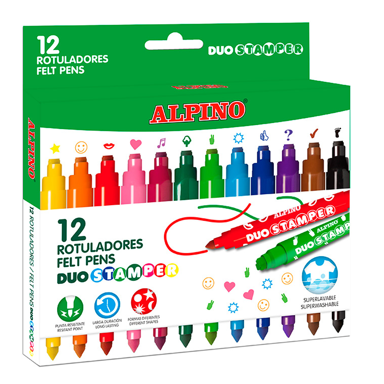 Rotulador alpino stamper duo caja de 12 unidades colores surtidos 2