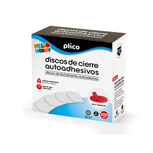 Disco de cierre plico velcro autoadhesivo 20 mm diametro color rojo caja de 200 unidades