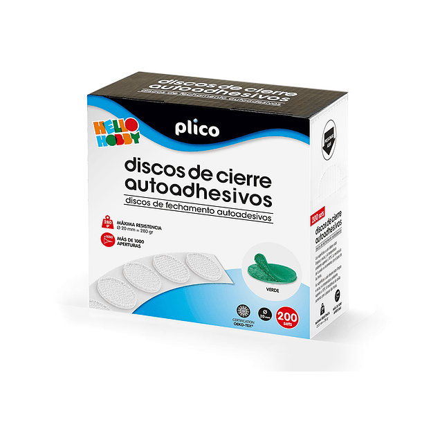 Disco de cierre plico velcro autoadhesivo 20 mm diametro color verde caja de 200 unidades 1