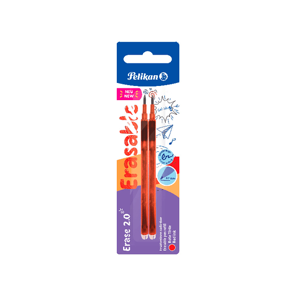 Recarga roller pelikan erase 2.0 cor vermelho blister de 2 unidades 1