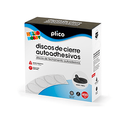 Disco de cierre plico velcro autoadhesivo 20 mm diametro color negro caja de 400 unidades