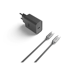 Cabo groovy usb-c 2.0a / type-c carregamento rapido + carregador comprimento 1 mt cor cinza escuro