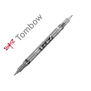 Rotulador tombow fudenosuke tinta base de agua doble punta blanda color gris/negro