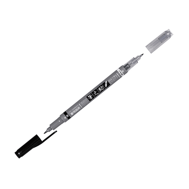 Rotulador tombow fudenosuke tinta base de agua doble punta blanda color gris/negro 2