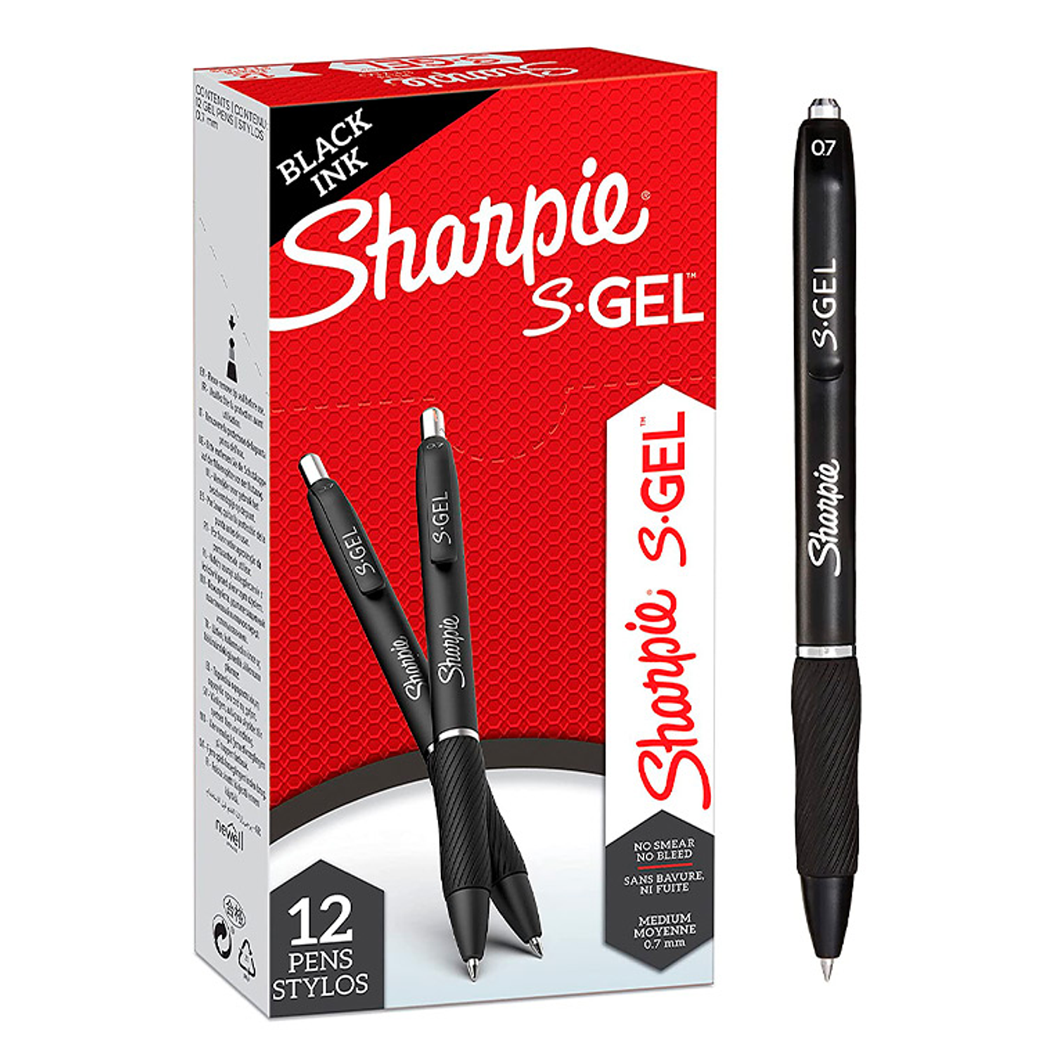 Boligrafo sharpie retractil tinta gel punta 0,7 mm color negro 5