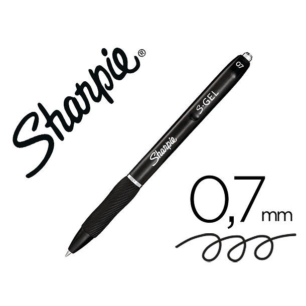 Boligrafo sharpie retractil tinta gel punta 0,7 mm color negro 1