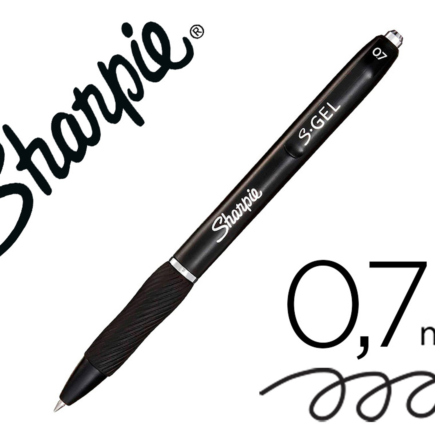 Boligrafo sharpie retractil tinta gel punta 0,7 mm color negro 1