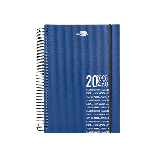 Agenda espiral liderpapel olbia 15x21 cm 2023 semana vista capa polipropileno metalizado azul papel 60 gr 1