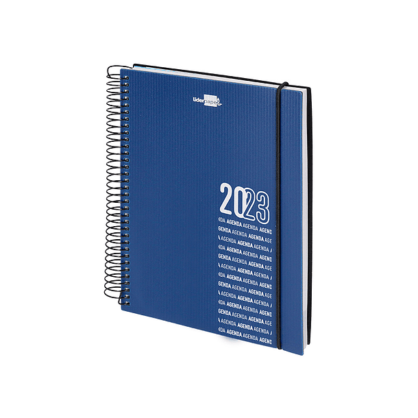 Agenda espiral liderpapel olbia 15x21 cm 2023 semana vista capa polipropileno metalizado azul papel 60 gr 4