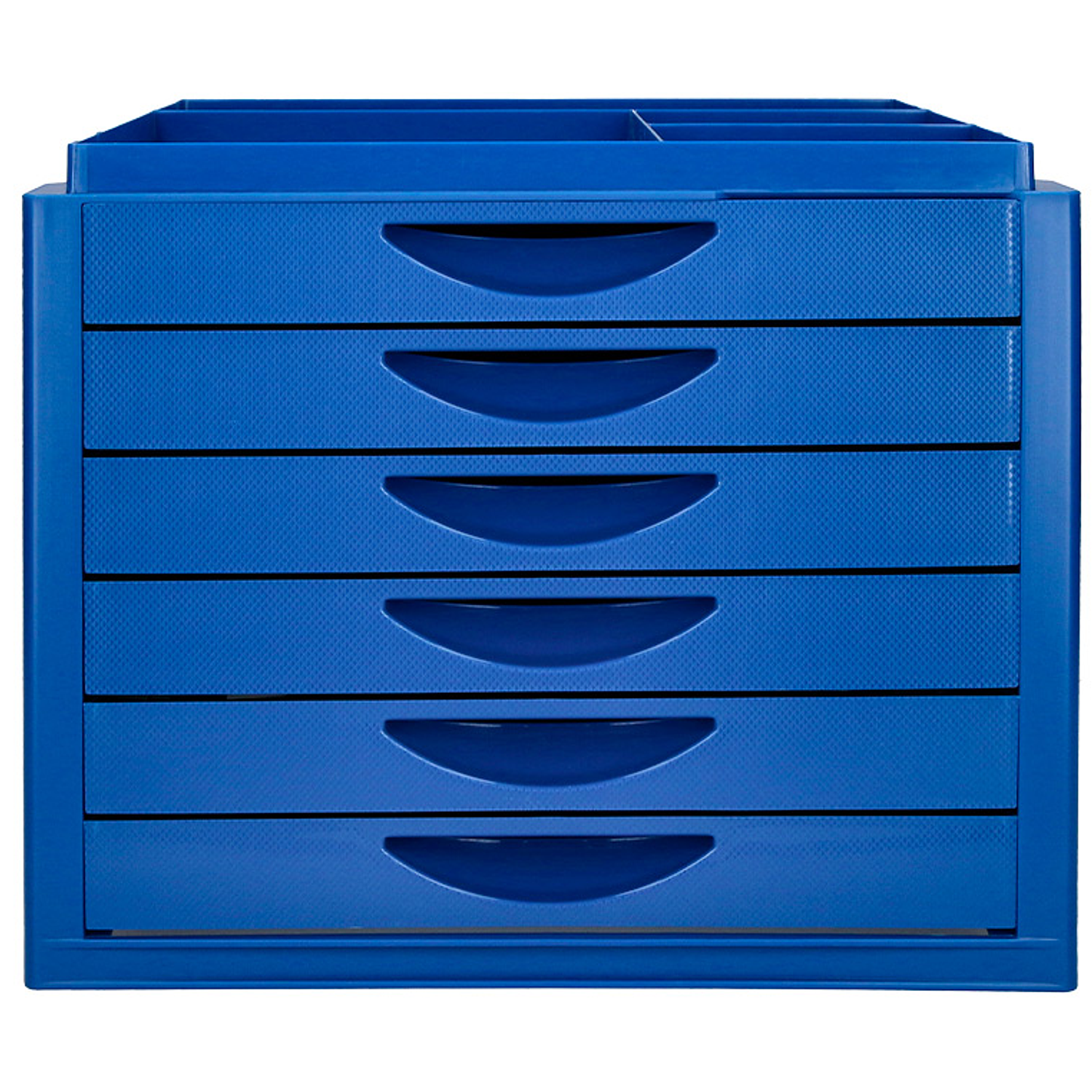 Ficheiro gavetas de secretaria q-connect bandeja organizadora superior 6 gavetas cor azul opaco 350x255x280 mm 3