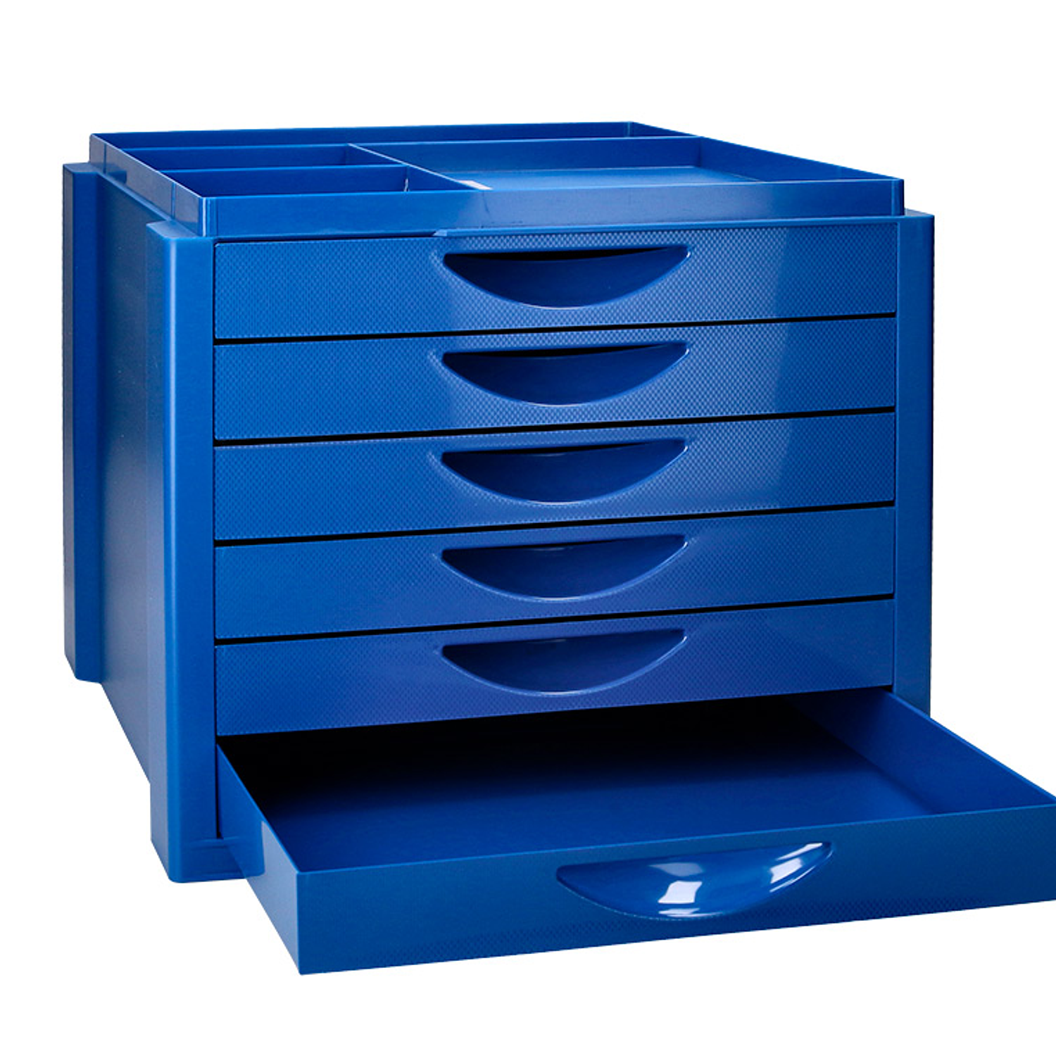 Ficheiro gavetas de secretaria q-connect bandeja organizadora superior 6 gavetas cor azul opaco 350x255x280 mm 8