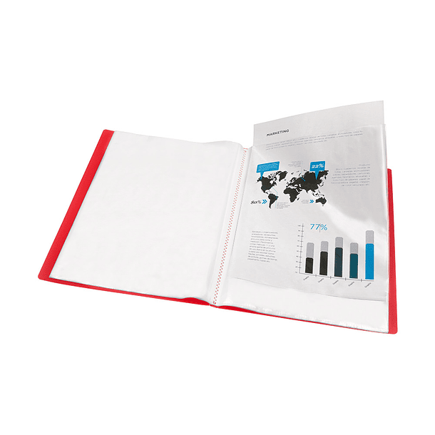 Capa catalogo liderpapel 40 bolsas polipropileno din a3 vermelho translucido 6