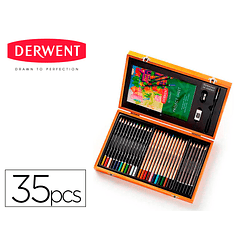 Estojo de pintura derwent academy madeira lapis de cores 35 pecas