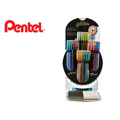 Roller pentel k110 dual metallic expositor com 8 duzias e 12 cores sortidas