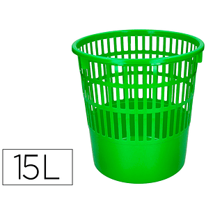 Cesto de papeis q-connect em plastico 15 litros cor verde 285x290 mm