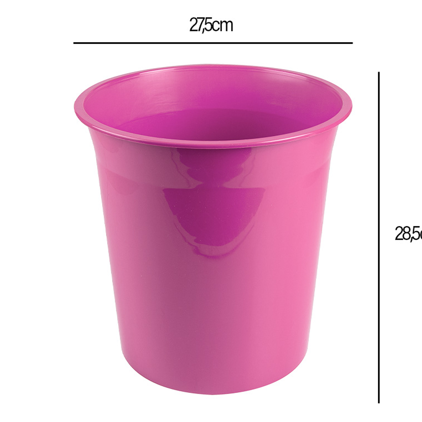 Cesto de papeis em plastico liderpapel ecouse 100% reciclado rosa opaco 13 litros 275x285 mm 3