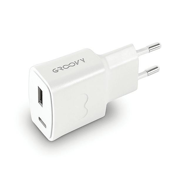 Carregador de parede groovy 1 usb + 1usb-c cor branco 1