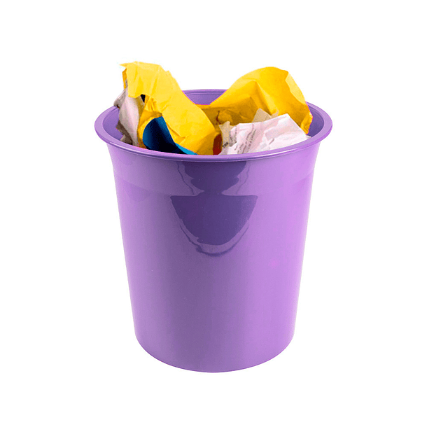 Cesto de papeis em plastico liderpapel ecouse 100% reciclado lavanda opaco 13 litros 275x285 mm 3