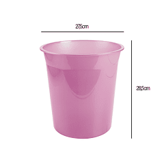 Cesto de papeis em plastico liderpapel ecouse 100% reciclado rosa translucido 13 litros 275x285 mm