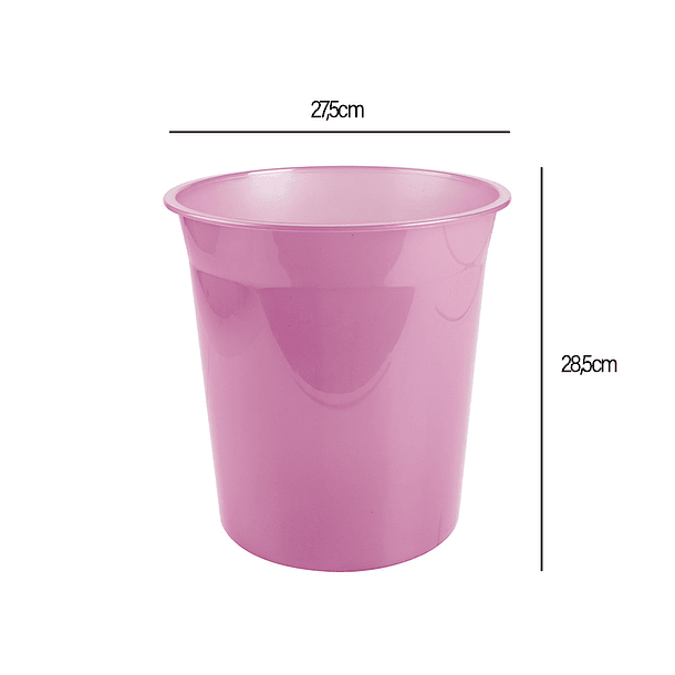 Cesto de papeis em plastico liderpapel ecouse 100% reciclado rosa translucido 13 litros 275x285 mm 1