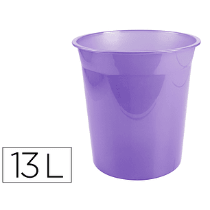 Cesto de papeis em plastico liderpapel ecouse 100% reciclado lavanda translucido 13 litros 275x285 mm