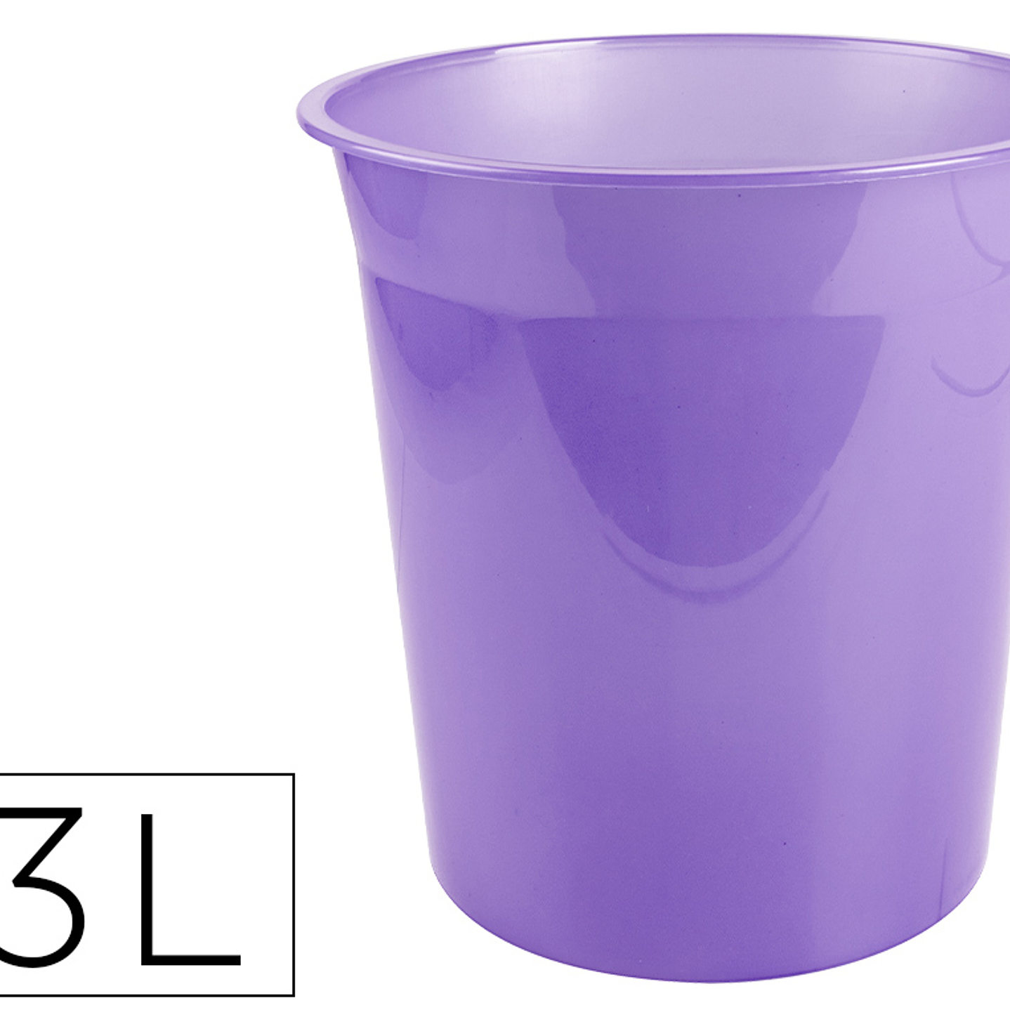 Cesto de papeis em plastico liderpapel ecouse 100% reciclado lavanda translucido 13 litros 275x285 mm 1