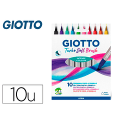 Marcador giotto turbo soft brush ponta de pincel caixa de 10 unidades cores sortidas