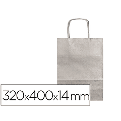 Bolsa de papel q-connect kraft prata l com asa retorcida 320x400x14 mm