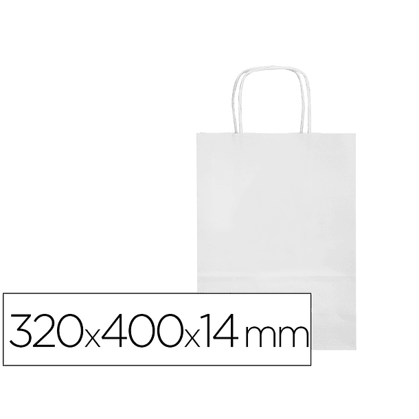 Bolsa de papel q-connect celulose branco l com asa retorcida 320x400x14 mm 6