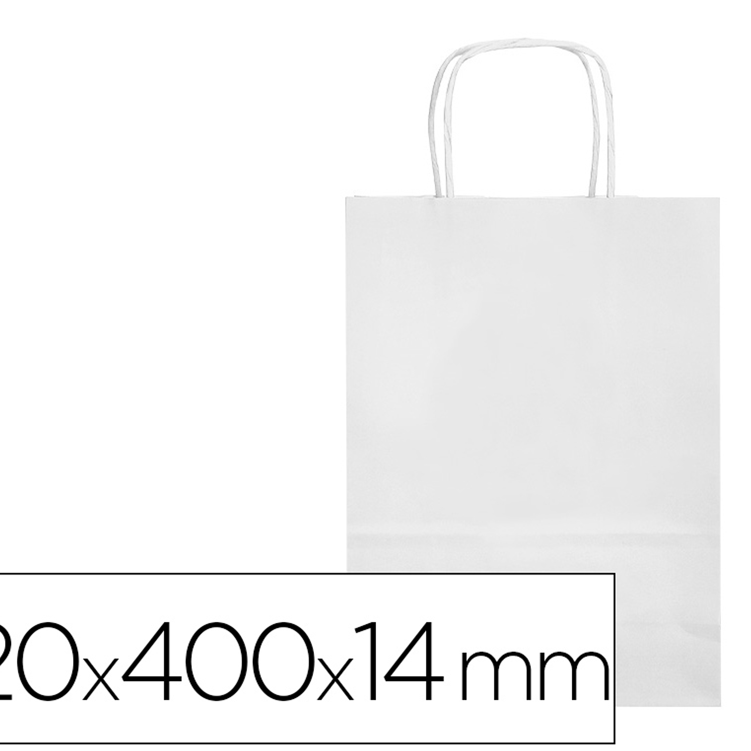 Bolsa de papel q-connect celulose branco l com asa retorcida 320x400x14 mm 6