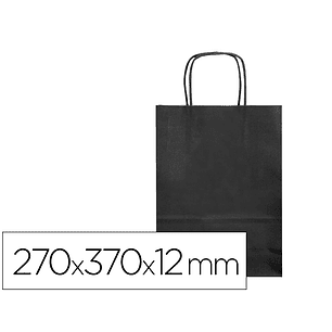 Bolsa de papel q-connect celulose preto m com asa retorcida 270x370x12 mm