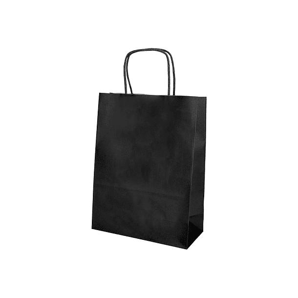 Bolsa de papel q-connect celulose preto m com asa retorcida 270x370x12 mm 3