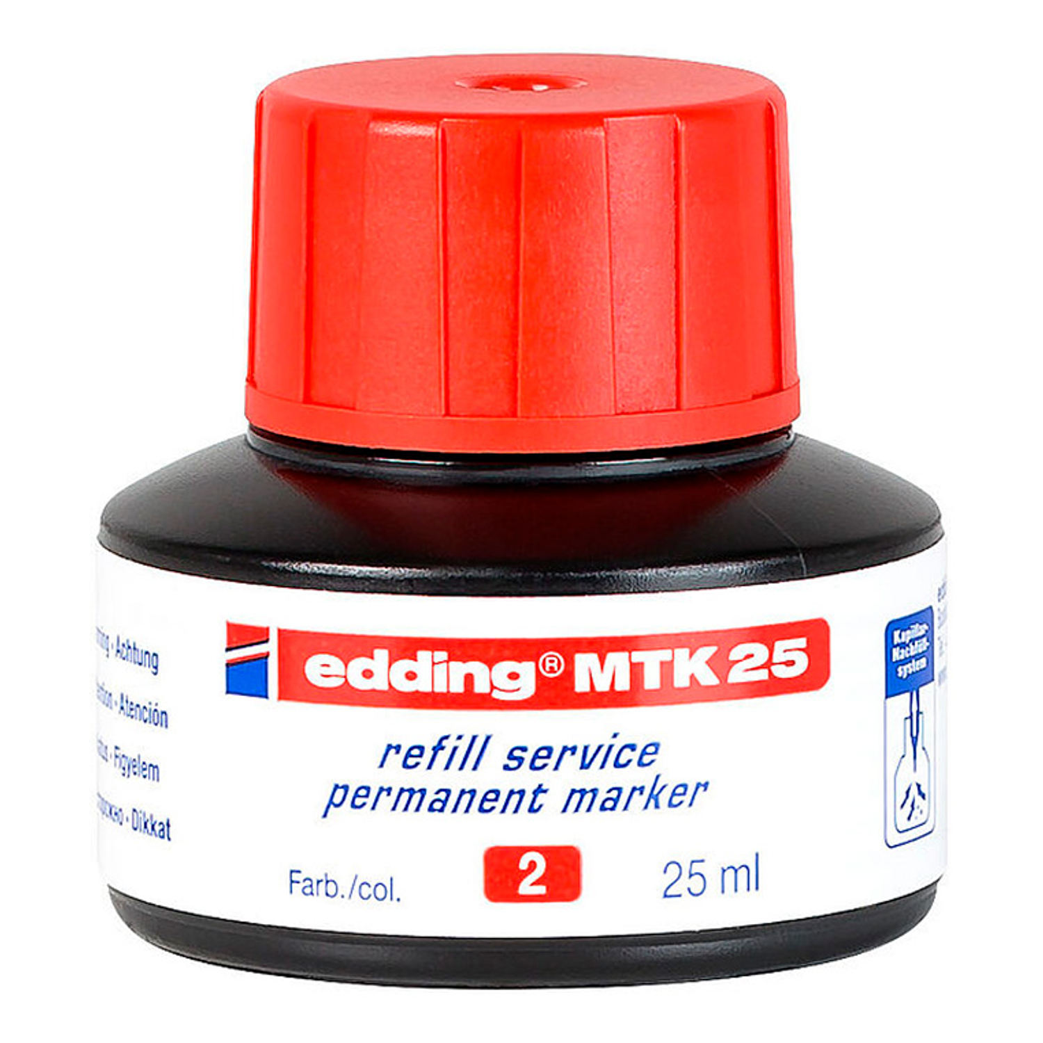 Tinta marcador edding mtk-25 com sistema capilar cor vermelho frasco de 25 ml 3