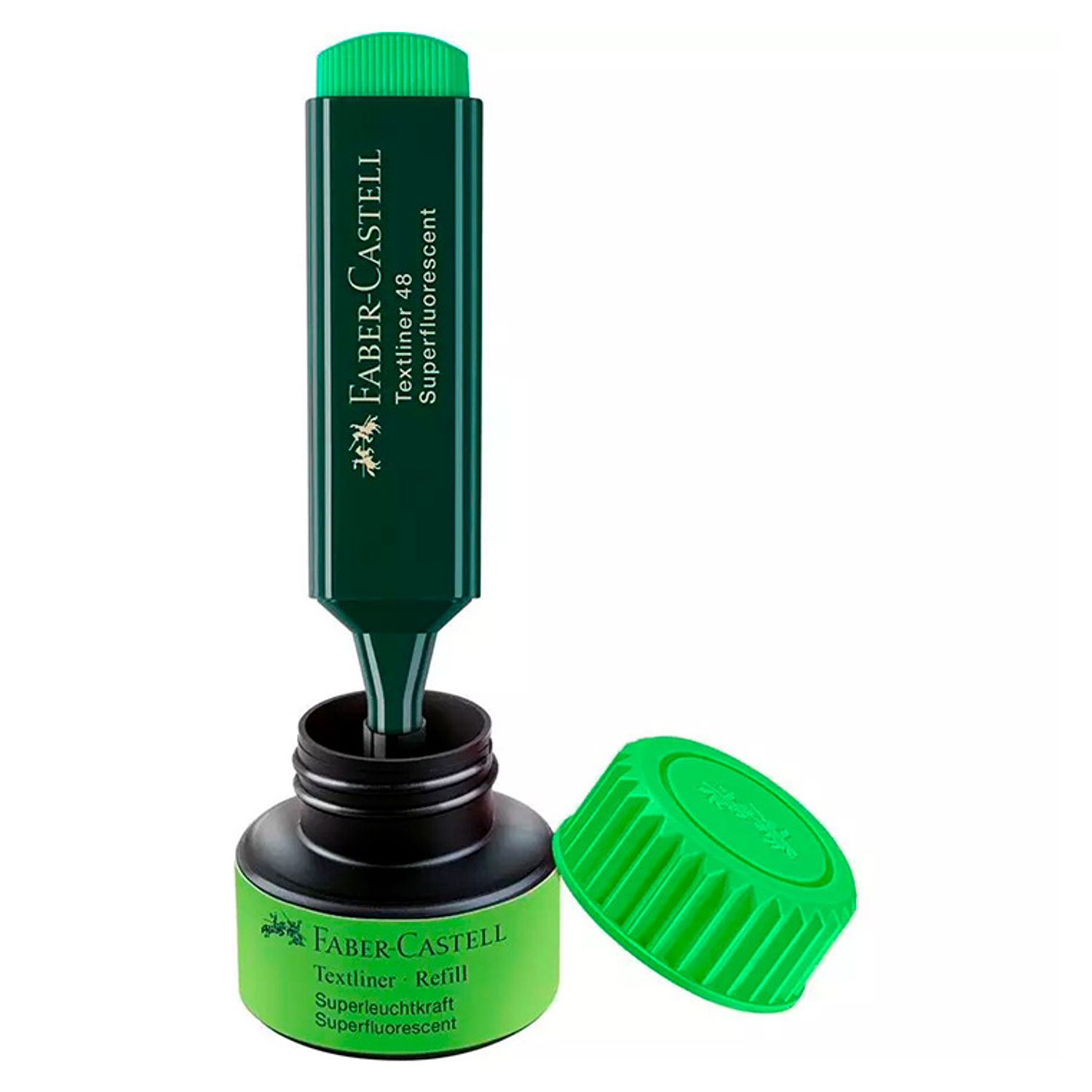 Tinta marcador faber castell fluorescente 1549 com sistema capilar cor verde frasco de 30 ml 1