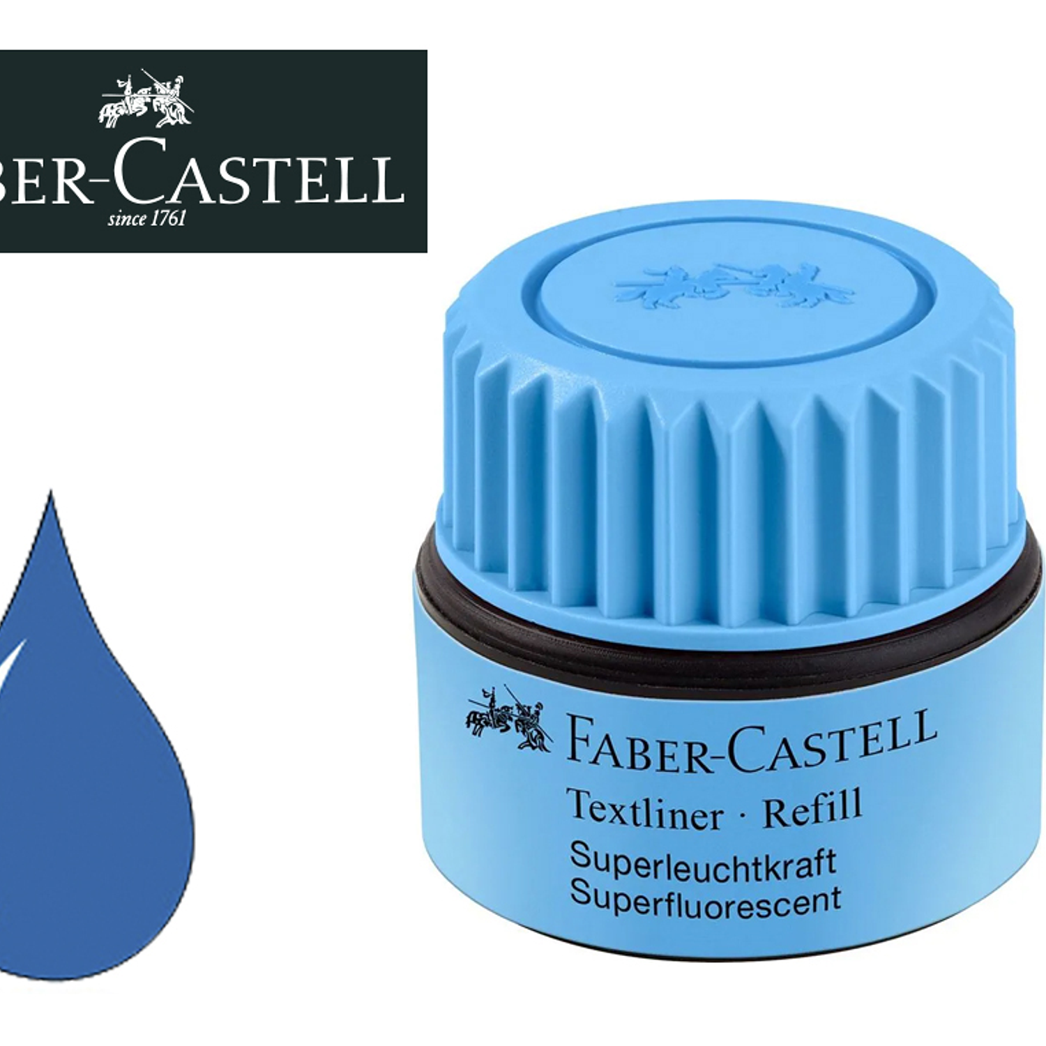 Tinta marcador faber castell fluorescente 1549 com sistema capilar cor azul frasco de 30 ml