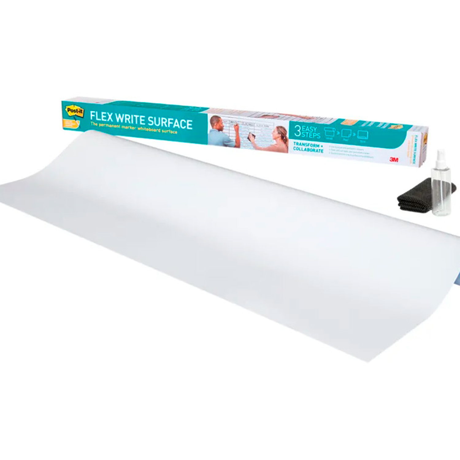 Quadro branco post-it super sticky flex rolo adesivo removivel 121,9x182,9 cm 3