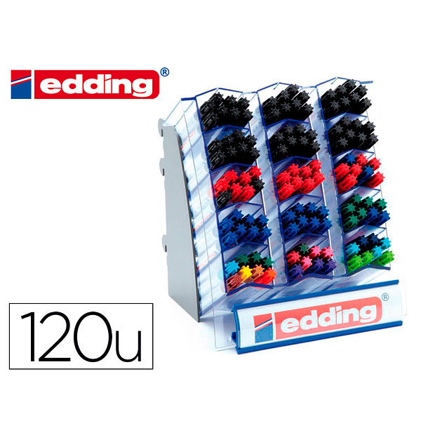 Marcador edding permanente 3000 ponta redonda 1,5-3 mm recarregavel expositor 120 unidades cores sortidas 1