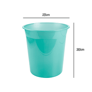 Cesto de papeis em plastico liderpapel ecouse 100% reciclado menta translucido 13 litros 275x285 mm